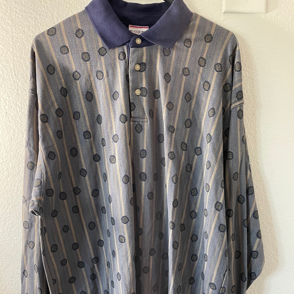 Vintage medallion long sleeve polo